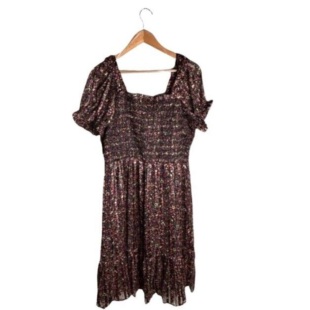 Dex Square Neck Dress Floral Midi Size XL Smocked Ruffled Party Dance NWT - Picture 11 of 11